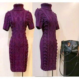 💋BOHO CHIC💋Vintage 90s Cable & Popcorn Knit Sweater Dress